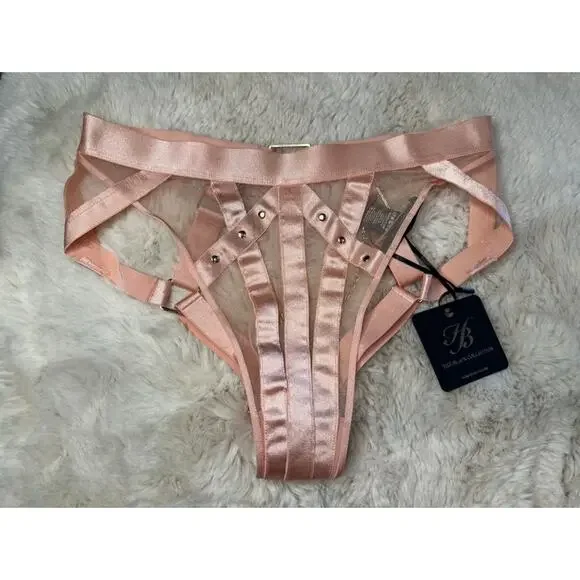 Honey Birdette INDRIA🩷 Pink & Gold Cheeky Brief XS - Picture 2 of 4